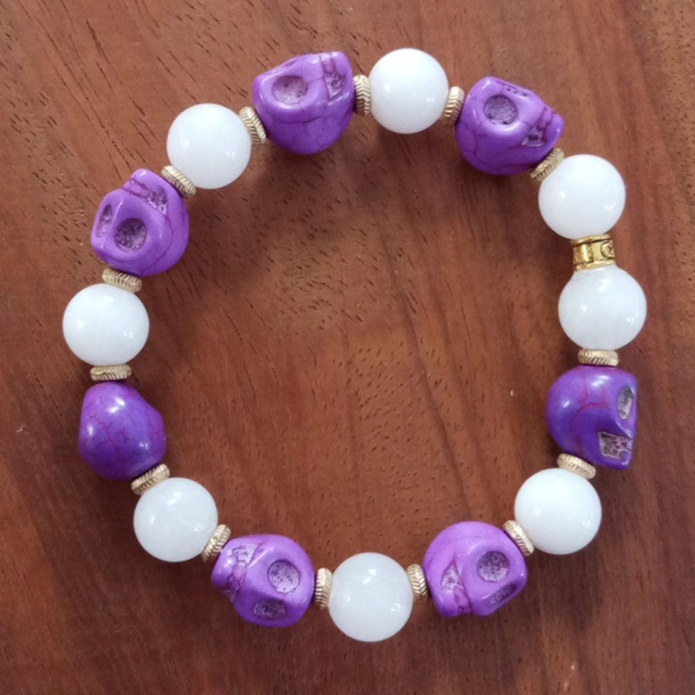 Rose quartz scull bracelet